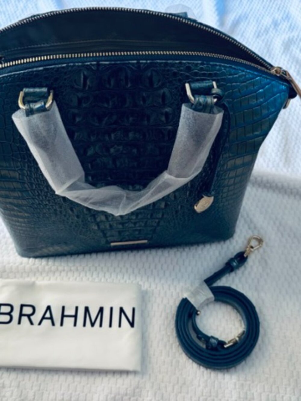 PRICE IS FIRM! NWT Brahmin LRG Duxbury Satchel Serenity Ombre Melbourne Leather - Picture 5 of 10